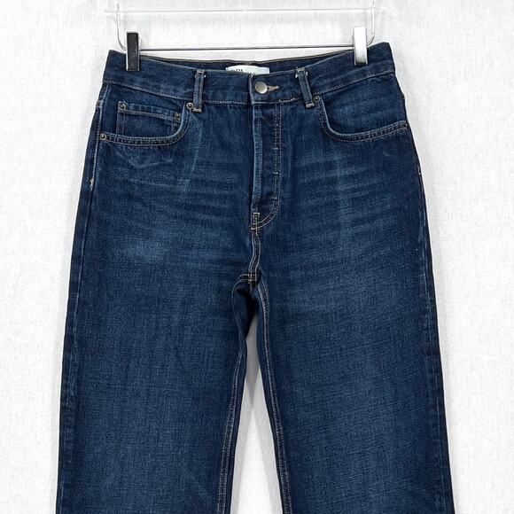ZARA The Relaxed Boyfriend Jean Womens 26 Dark Blue Mid Rise Loose Straight - Picture 5 of 16